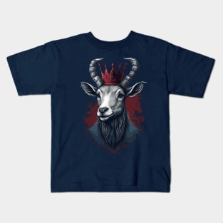 Goat King With Crown Kids T-Shirt